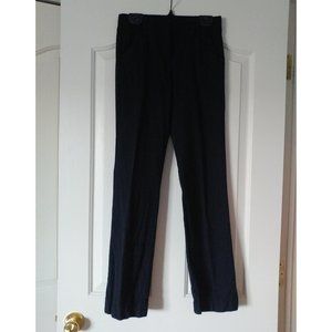 Navy Straight Leg Wool Trousers Dress Pants